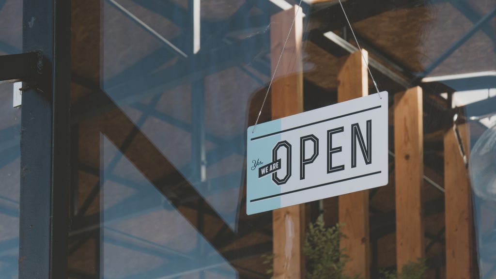 Open sign on front of building